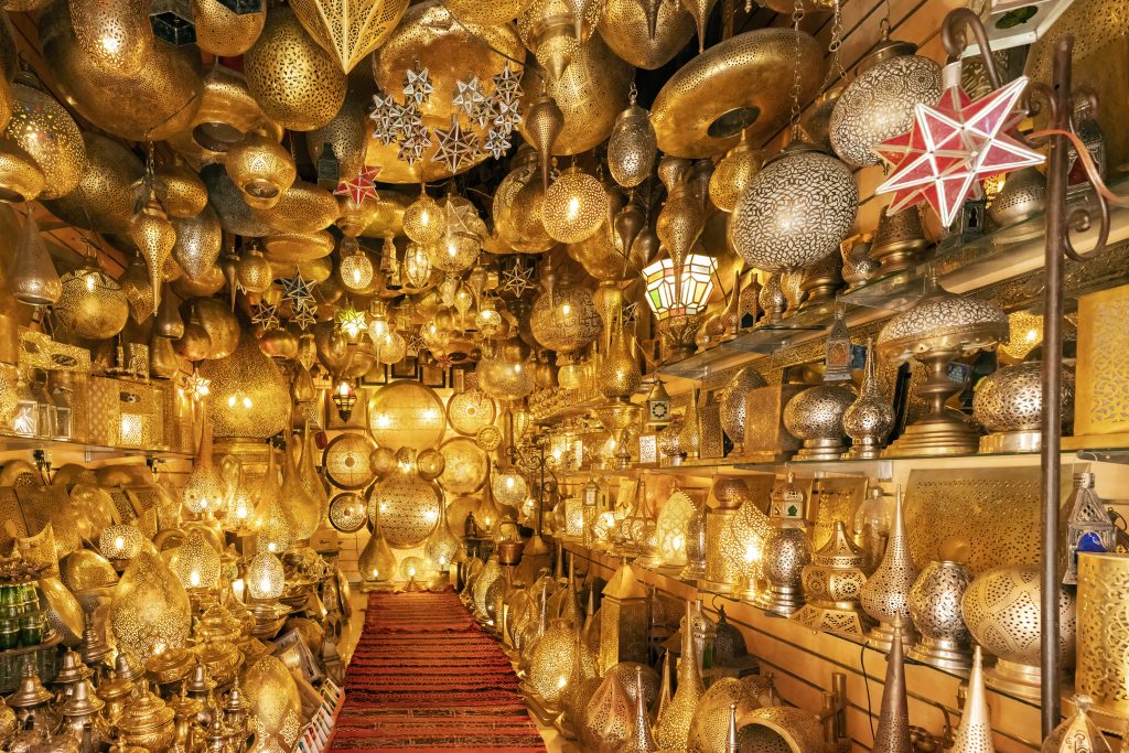Gold objects for sale in a street market in Turkey